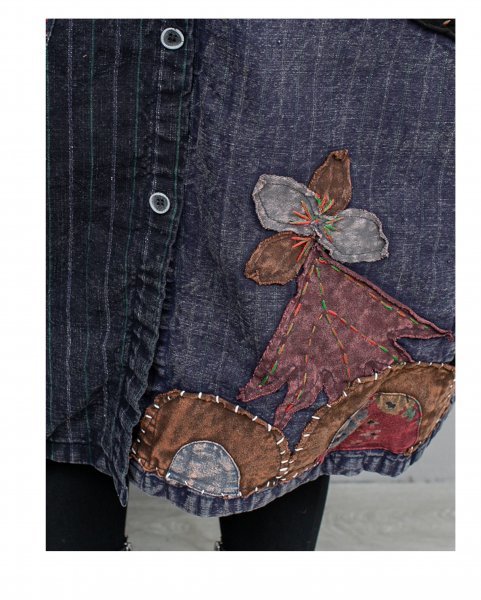 lg フードコート 2重構成 チュニック 襤褸 アンティーク風 洋服ミックス ロマンファッション ポップ パッチ レトロの画像8