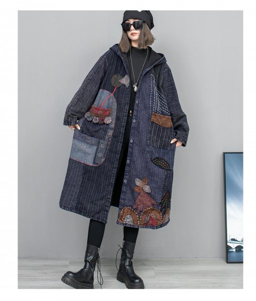 lg フードコート 2重構成 チュニック 襤褸 アンティーク風 洋服ミックス ロマンファッション ポップ パッチ レトロの画像1