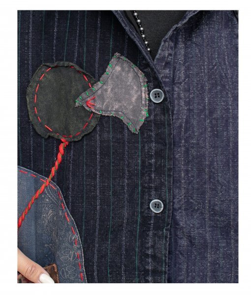 lg フードコート 2重構成 チュニック 襤褸 アンティーク風 洋服ミックス ロマンファッション ポップ パッチ レトロの画像7