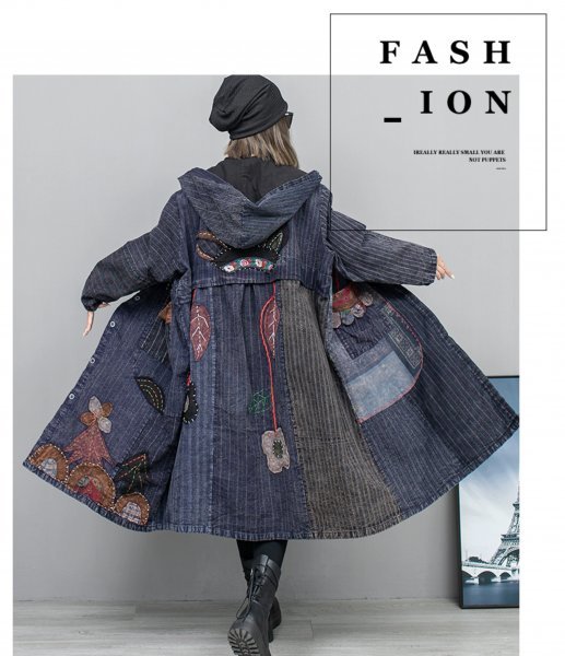 lg フードコート 2重構成 チュニック 襤褸 アンティーク風 洋服ミックス ロマンファッション ポップ パッチ レトロの画像4