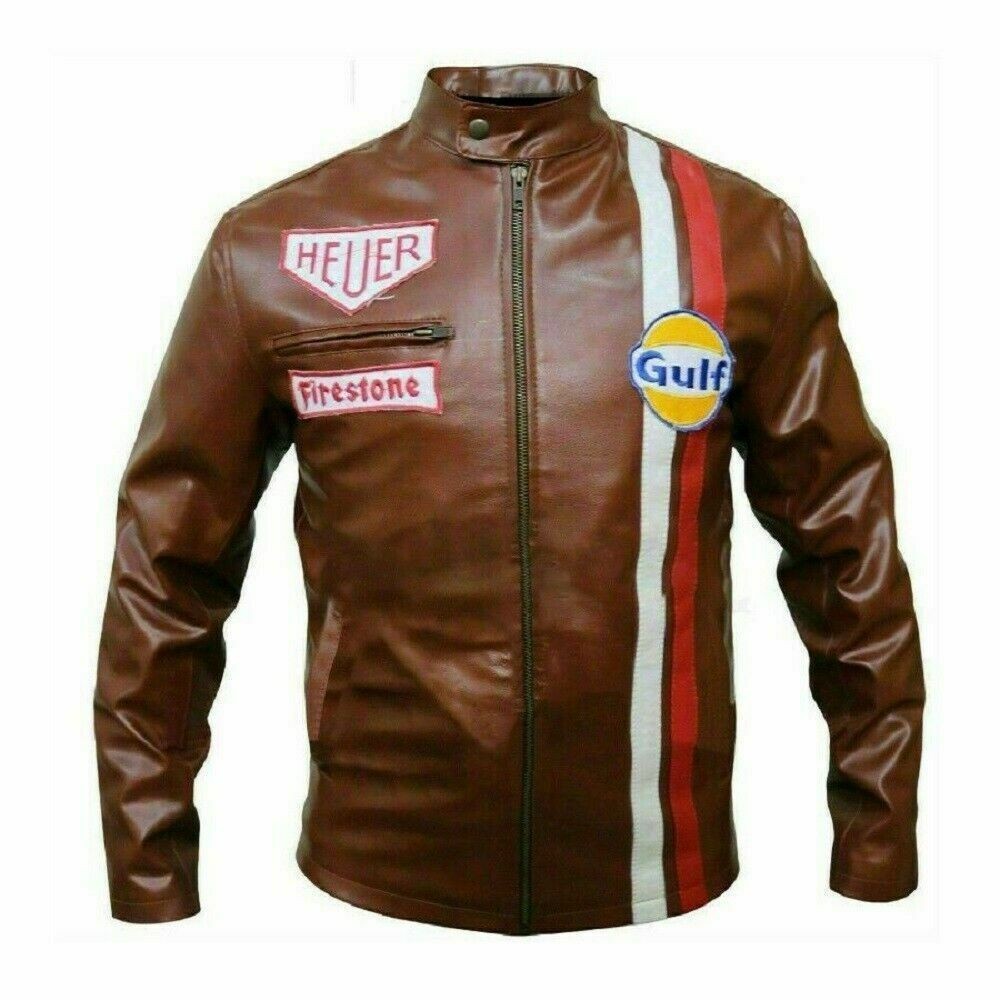 K Overseas Limited Edition Steve McQueen Le Mans Le Mans Gulf Gulf Gulf Racing Lacing Leather Jacket Размер 6