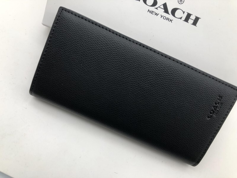コーチ COACH 二つ折り財布 クロスグレイン レザー ウォレット ブラック新品 未使用 贈り物F74978 g136C_画像4