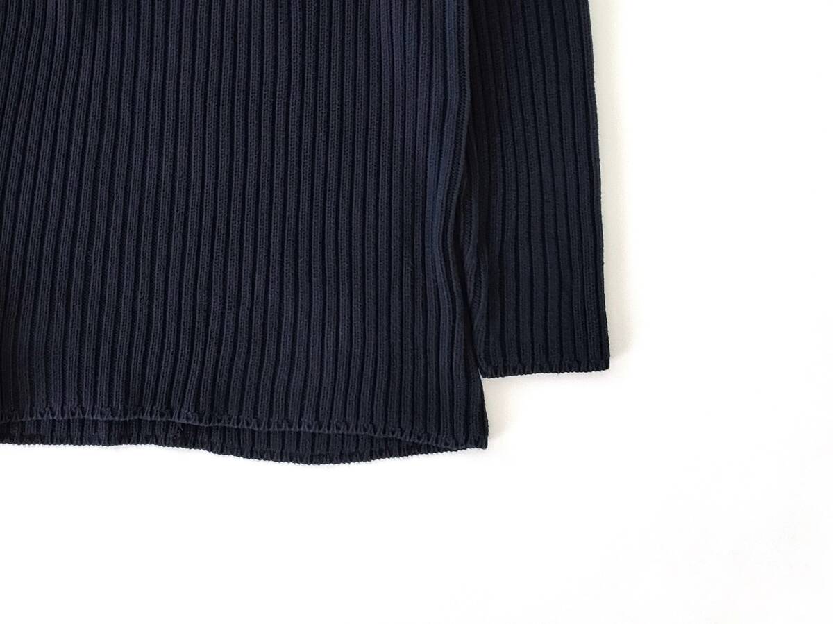 90s 旧タグ美品 Vintage DKNY コットン100% ローゲージ Vネック リブニット ネイビー 香港製 セーター メンズ Black Donna Karan USA Euro_画像8