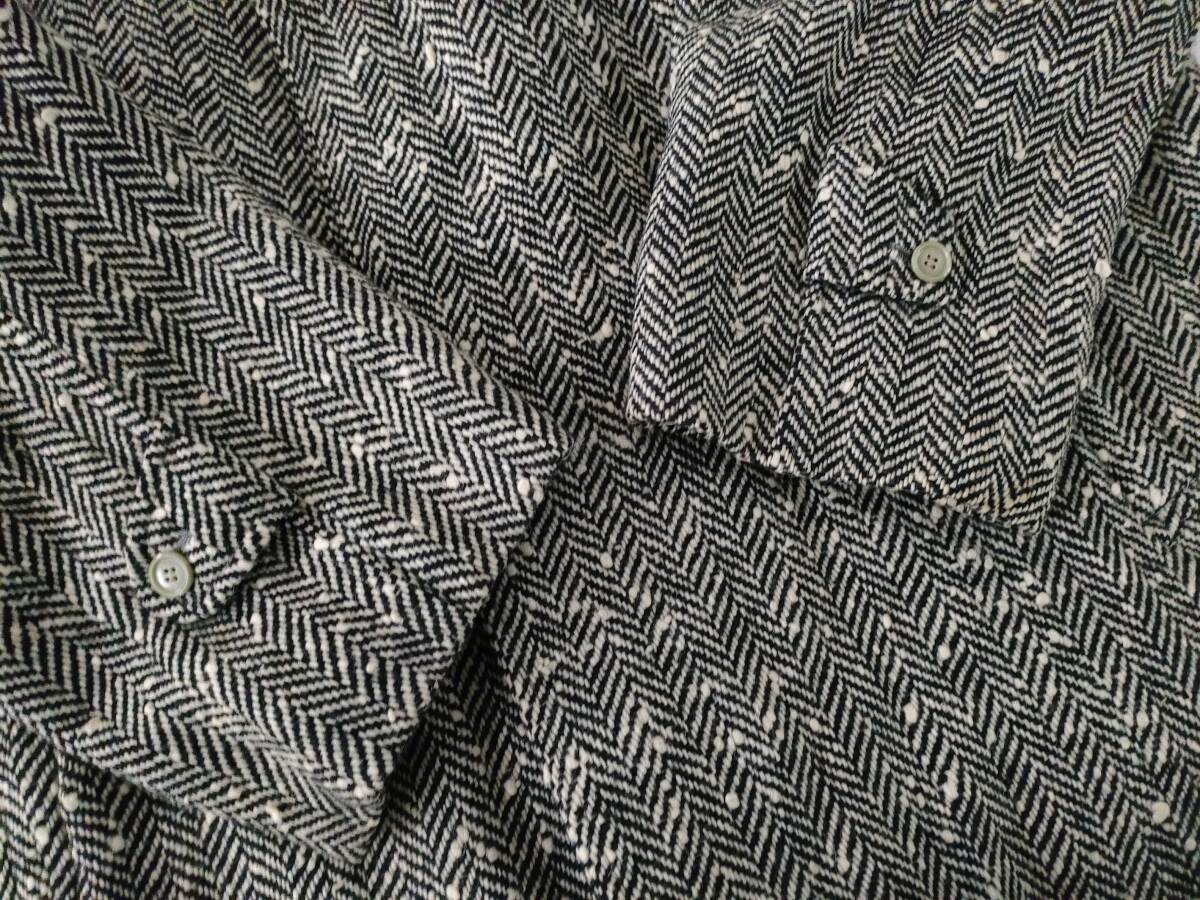 60s70s ビスポーク級 フルハンド 極上ネップ ウール100% ビッグヘリンボーン◎ 手縫 グレー ブラック バルマカーン/50s60s70s Euro Vintage_画像6