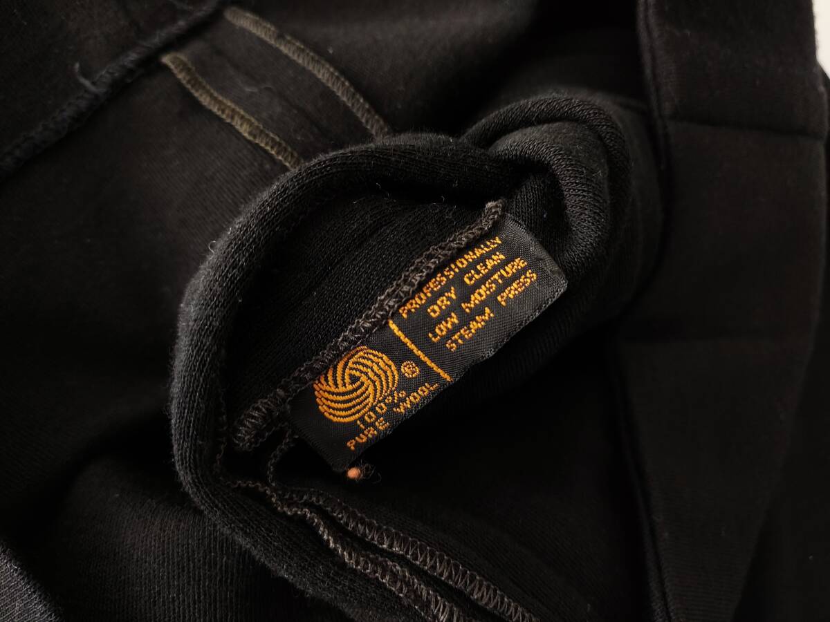 80s 初期 Donna Karan ノーカラージャケット キモノ ブルゾン コート ウール100% 肉厚ニット ブラック USA製 Unisex Archive Euro Vintage_画像9