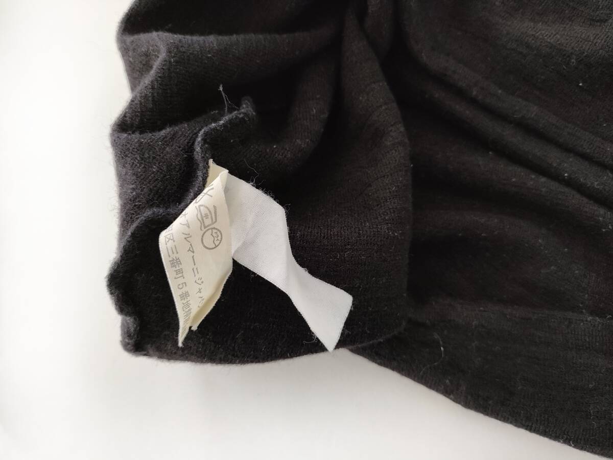 90s Emporio Armani Archive ウール Tシャツ カットソー ブラック M イタリア製 ニット セーター メリノ 丸首 Giorgio Euro Vintage 80s00s_画像6