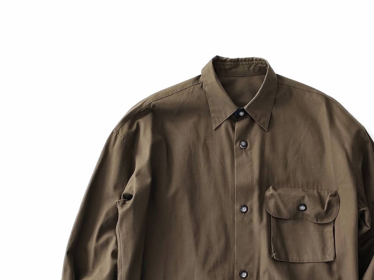 80s90s Emporio Armani Archive 3D pocket * oversize shirt cotton Brown khaki big button Tec Giorgio Euro Vintage