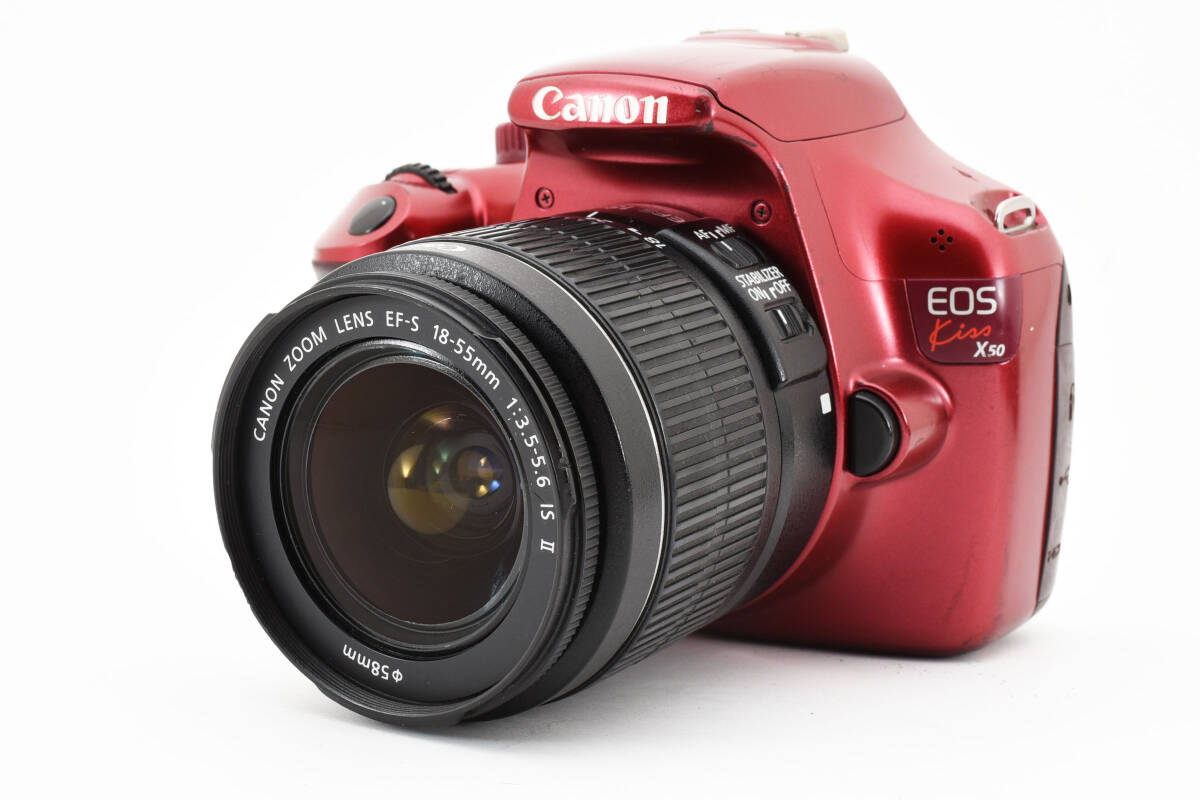 ★訳アリ★ Canon EOS kiss X50 レッド レンズキット EF-S18-55mm F3.5-5.6 IS　デジタル一眼レフ キヤノン キャノン #0245_画像2