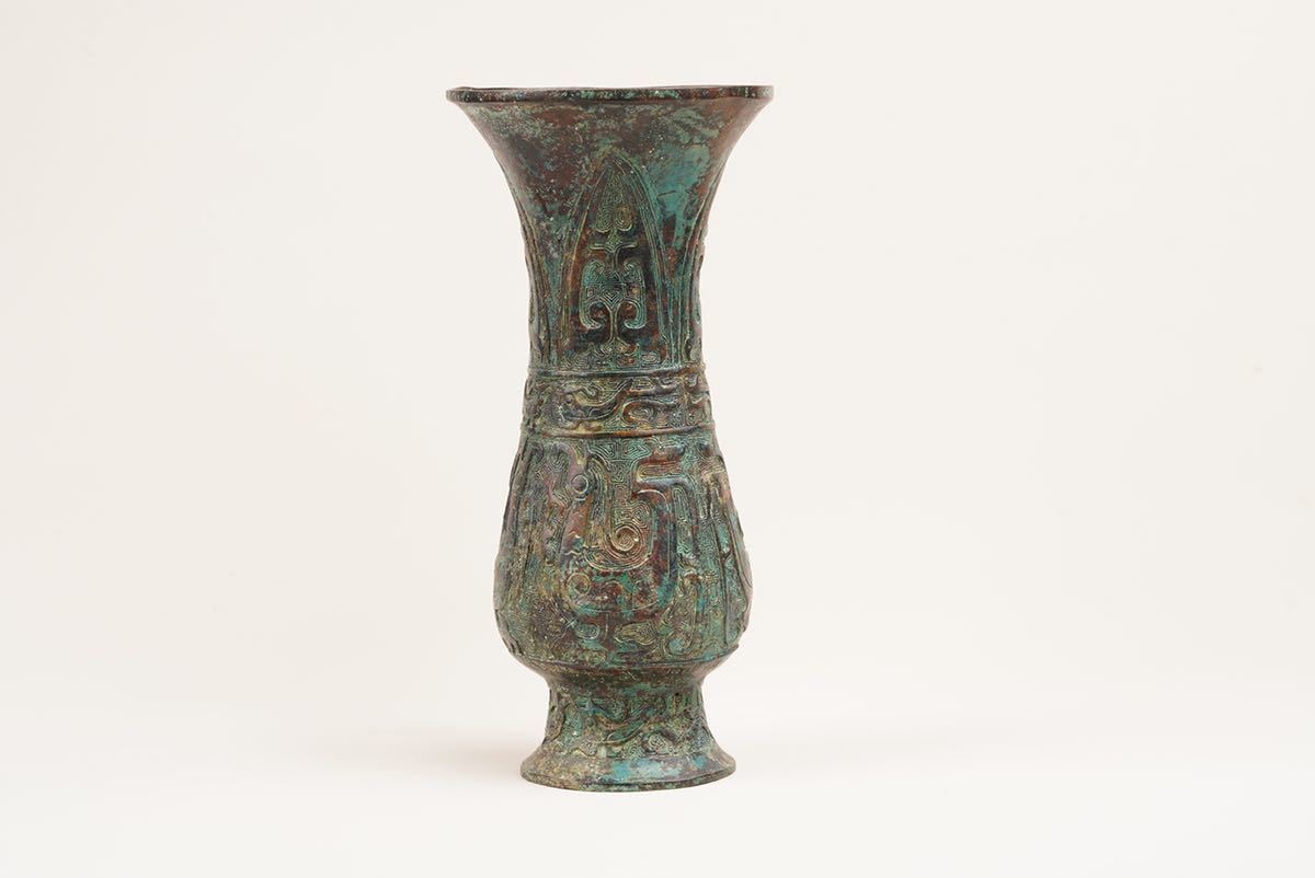 中国美術 青銅器 古銅製 時代物 古玩 獣 紋花 酒器 花瓶 古美術 骨董_画像5