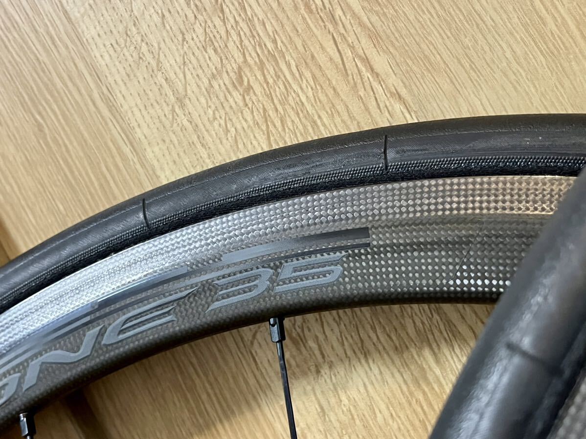 低走行・美品 Campagnolo カンパニョーロBORA ONE 35 TU ボーラワン カーボンホイールセット_画像5