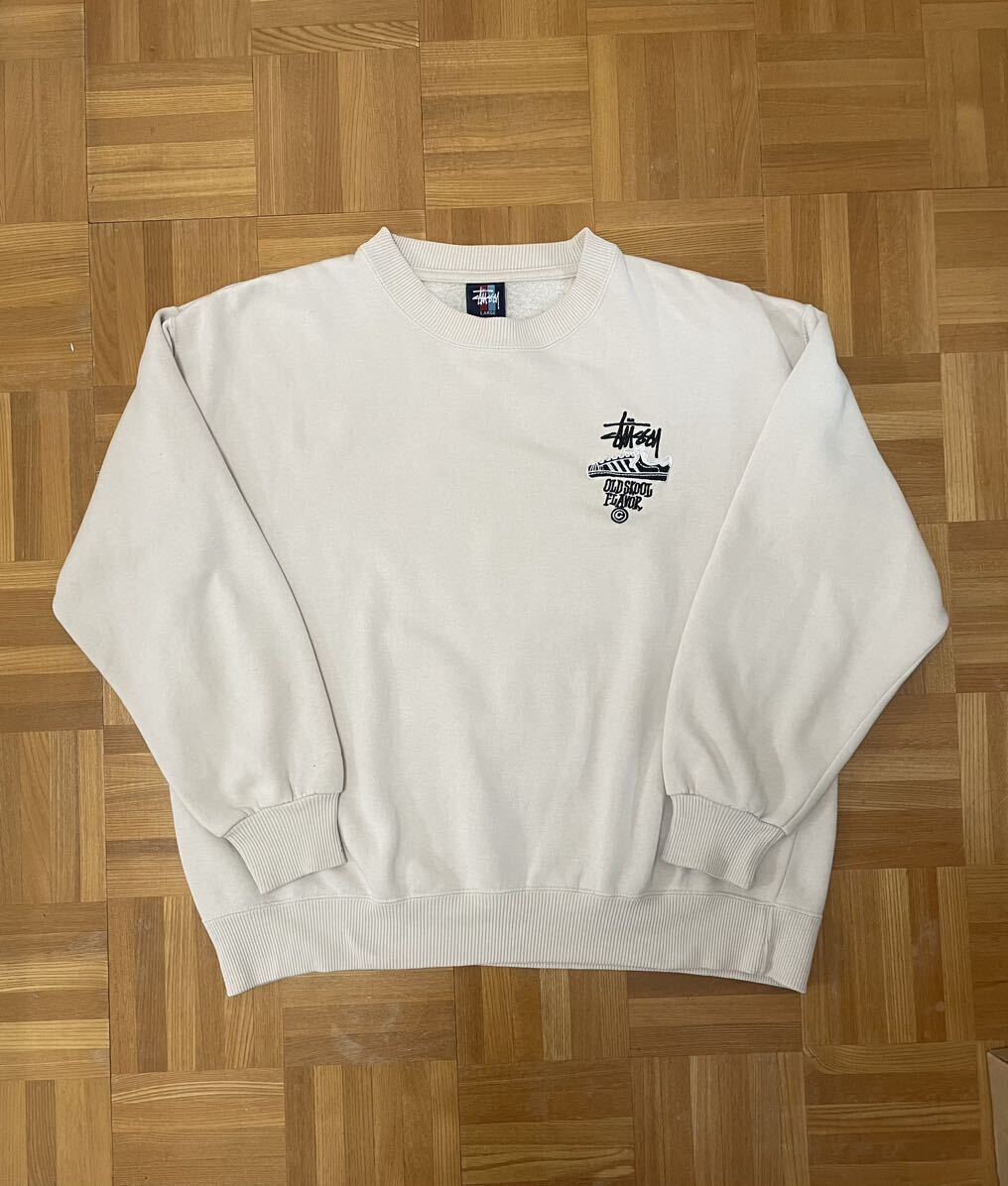 90s 00s old stussy スウェット L usa製 ベージュ クリーム ステューシー トレーナー old skool flavor オールド 長袖 紺タグ supreme_画像1