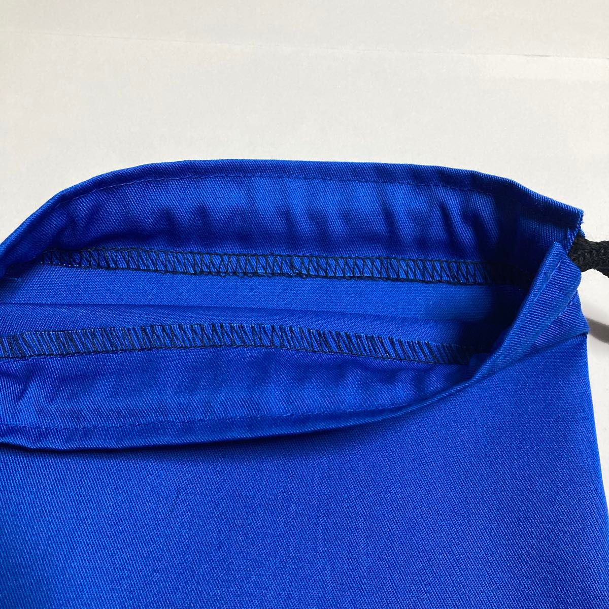 ラスト1枚　シンプルブルーの縦長巾着袋B57 ハンドメイド