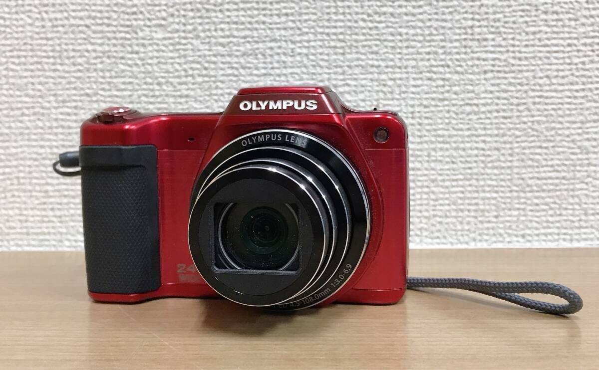 【OLYMPUS オリンパスSTYLUS SZ-15 24x WIDEコンパクトデジタルカメラ】1600万画素/24倍ズーム/赤/レッド/現状品/コンデジ/S63-173_画像1