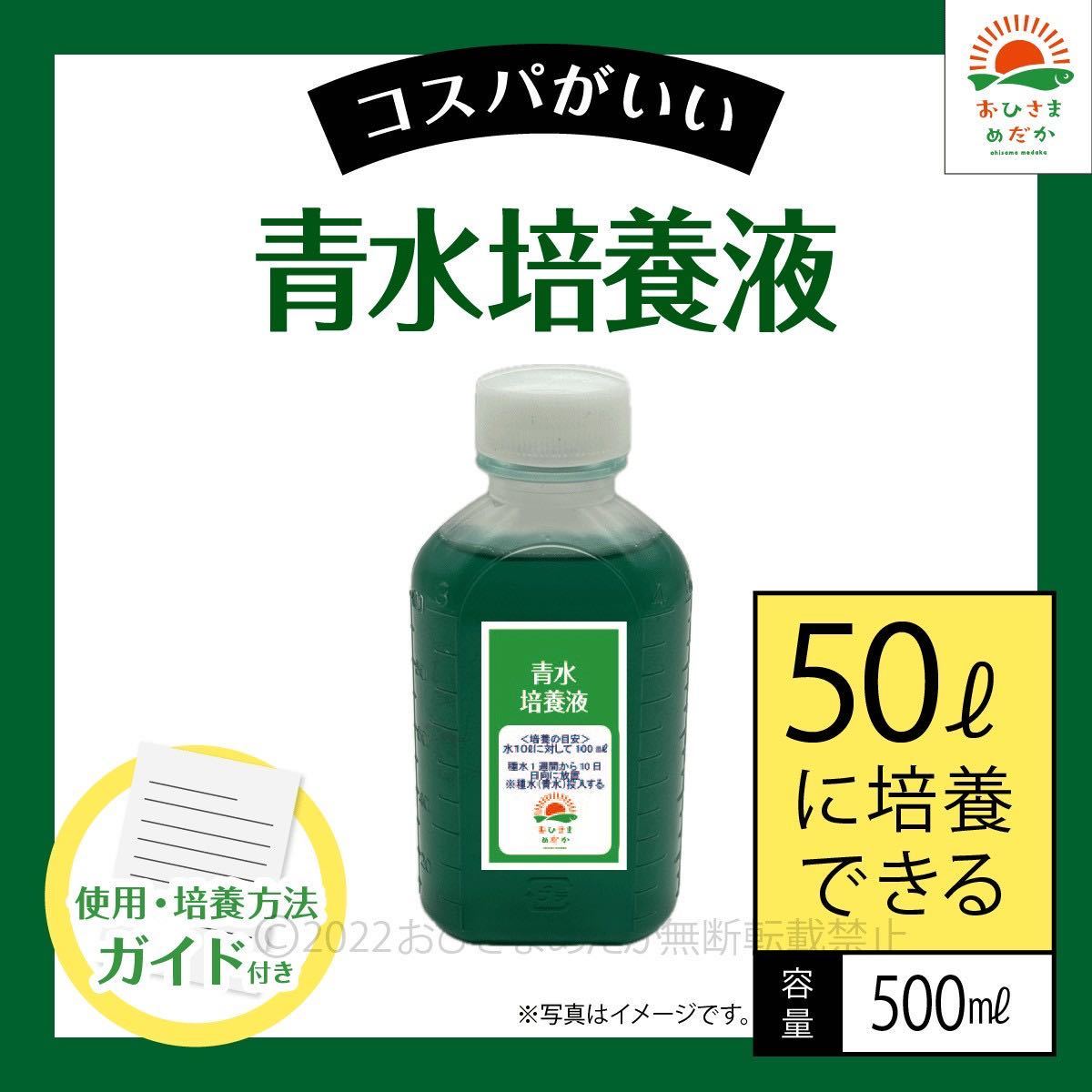 かんたん【青水グリーンウォーター培養液（500ml）50L培養分】メダカめだか金魚錦鯉らんちゅうミジンコゾウリムシクロレラPSBなど利用_画像1