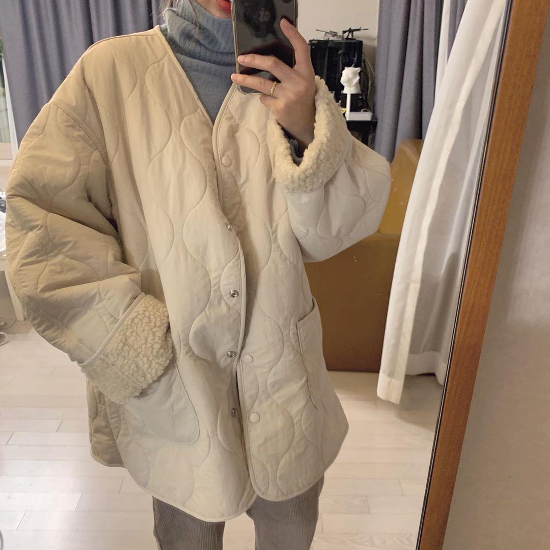  new work new arrival coat lady's winter quilting coat long height boa sleeve plain no color outer large size cotton inside coat 