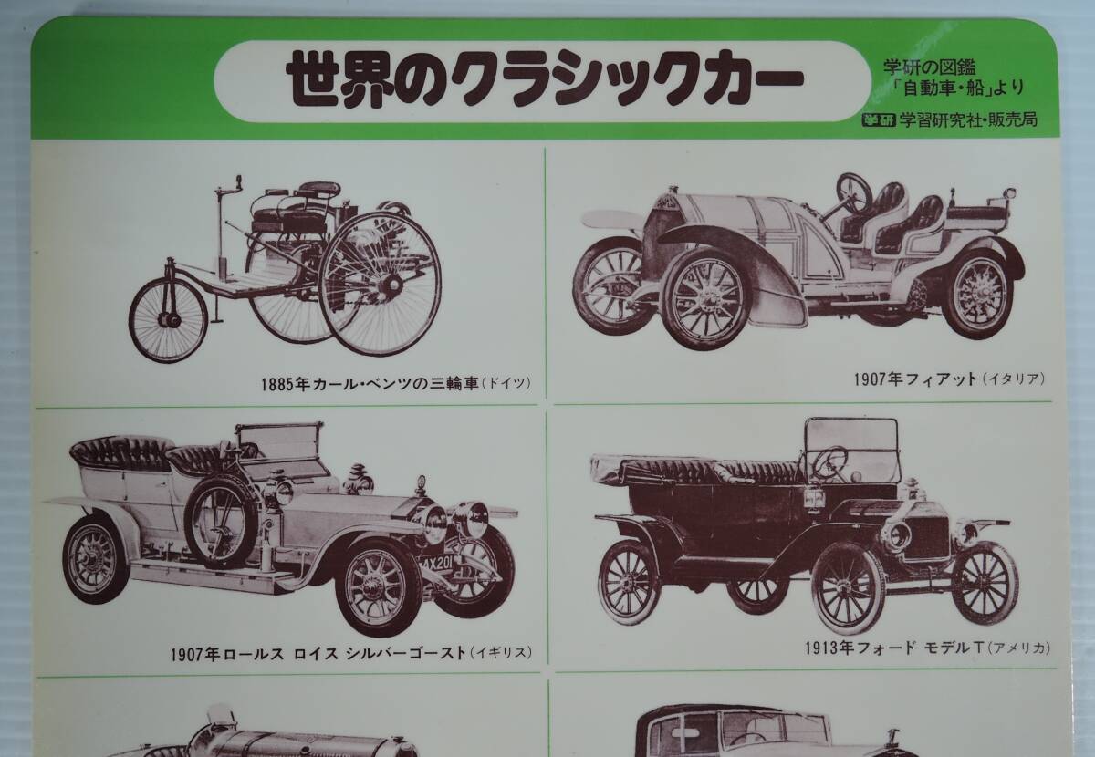 ☆B06　昭和レトロ■学研の図鑑　下敷き　恐竜・世界のクラシックカー■カールベンツの三輪車/Tフォード/ロールづロイス・シルバーゴースト_画像5