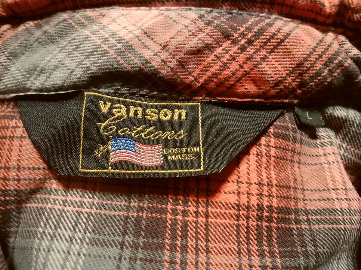 【VANSON バンソン】長袖チェックシャツL スカルウイング刺繍デザイン入り 限定 人気アイテムの画像3