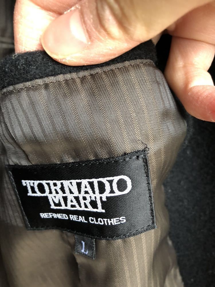 公式サイト TORNADO MART ショート Pコート 毛90% L ブラック トルネードマート 黒
