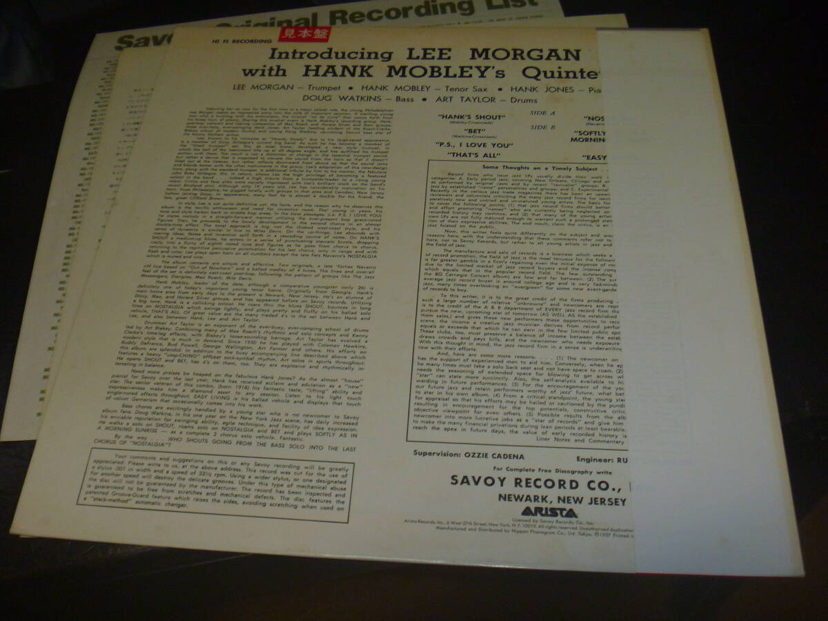LP12in 国内白ラべルSAVOY MG-12091 mono見本盤 LEE MORGAN/ INTRODUCING　_画像2