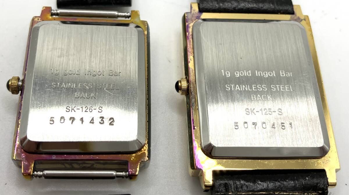 【1072】ELGIN エルジン SK-125-S SK-126-S FINEGOLD 999.9 1g Ingot Bar ケース説明書,宝石鑑別書付き 純正ベルト 2本セット 腕時計 不動_画像5