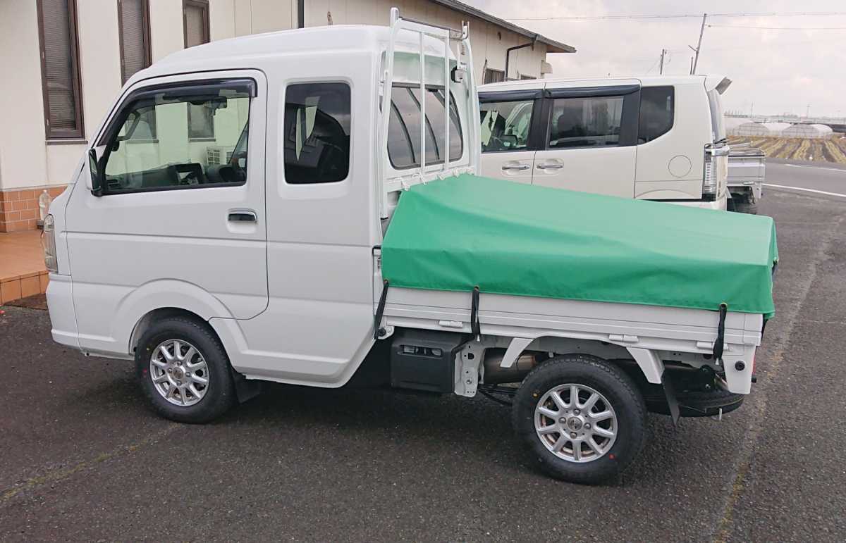 国防 緑あり スズキ スーパーキャリイ 専用 軽トラ シート 荷台 カバー 　エステル 6 号 トラック スーパーキャリィー　トラックシート_画像1