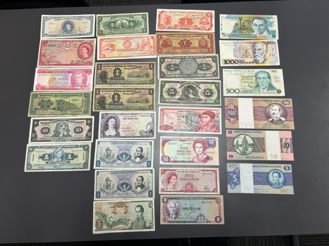 古銭 紙幣 古札 海外 アメリカ大陸 中南米 外国紙幣まとめて28枚 ブラジル ペルー メキシコ ジャマイカなどの画像1