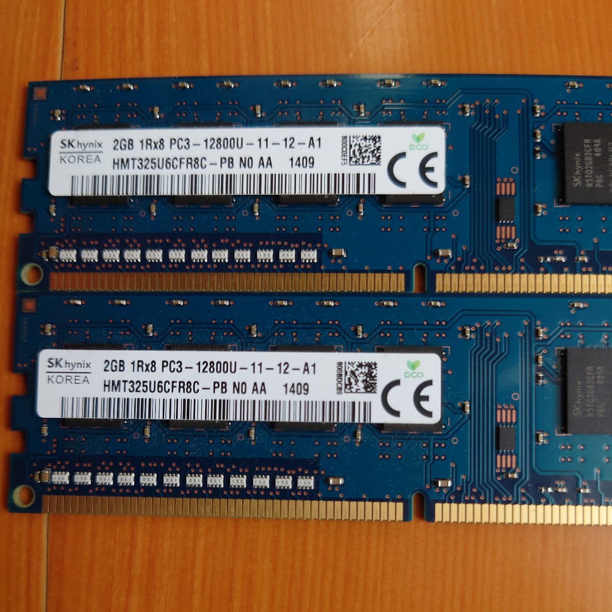 【中古】PC用 メモリ 4枚セット HYNIX HMT325U6CFR8C-PB 2GB DDR3 PC3-12800 DIMM ジャンクの画像2
