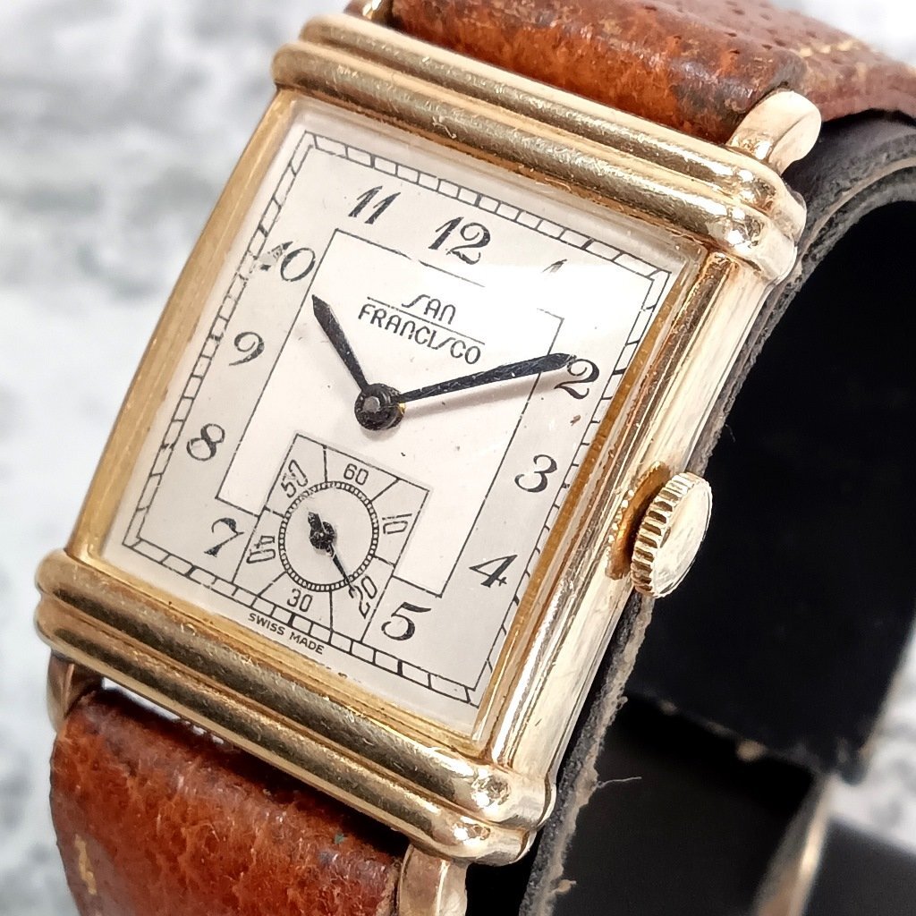 稼働品 サンフランシスコ スモセコ シルバー文字盤 ヴィンテージ 手巻き メンズ 腕時計 ■nmx-968