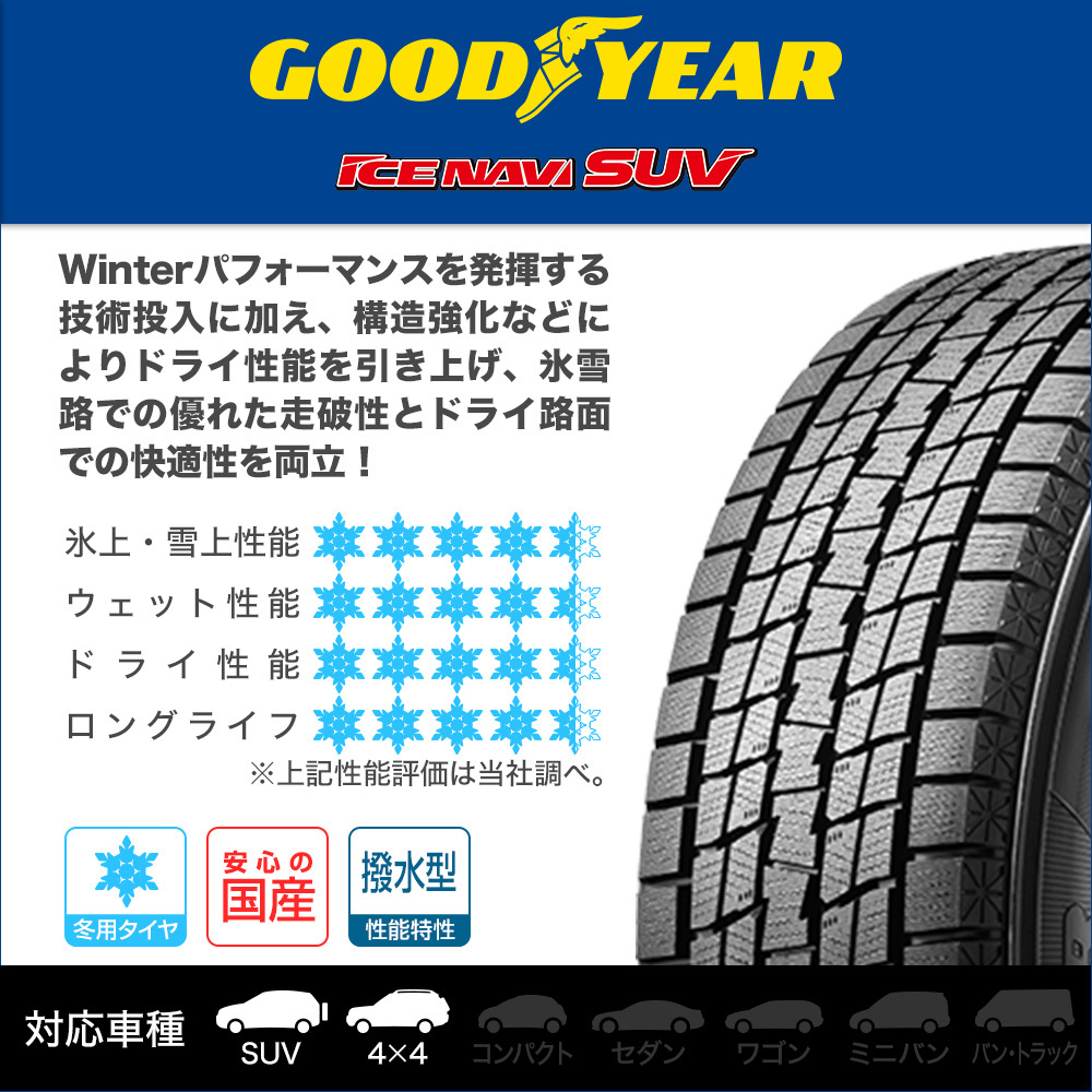 【2023年製】 グッドイヤー アイスナビ SUV 日本製 225/60R17 99Q スタッドレスタイヤのみ・送料無料(4本セット)_画像2