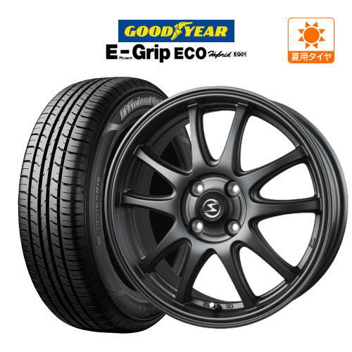 サマータイヤ ホイール 4本セット BADX エスホールド S-5V グッドイヤー エフィシエント グリップ エコ EG01 155/65R14_画像1