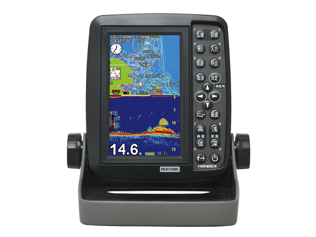 本多電子　ホンデックス(HONDEX) 5型ワイドカラー液晶ポータブルプロッター魚探　PS-611CNII（GPSアンテナ内蔵）