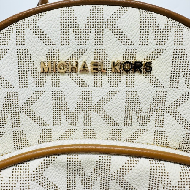 MICHAEL KORS マイケルコース リュック 保管品 使用回数少な目 1円出品 レディース かわいい ホワイト系 バックパック 若干変色有 3356_画像10