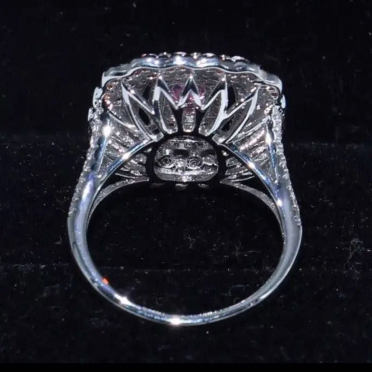 11号　女性らしい柔らかな雰囲気　レトロ　ヨーロピアン　淡い　ピンク　パヴェ　天然石　silver シルバー　925   指輪
