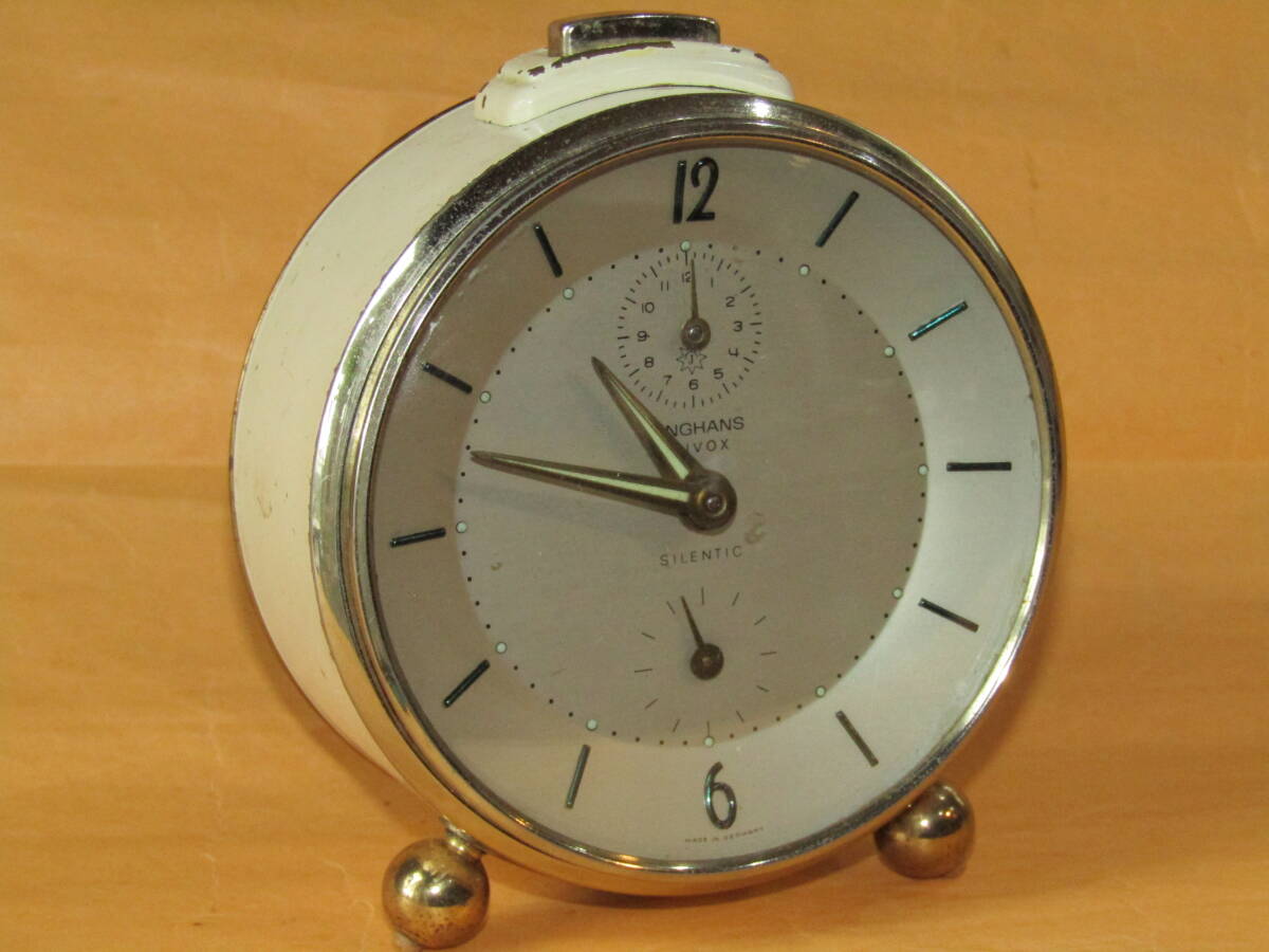 目覚まし時計 ユンハンス 三段階ベル機能 トライボックス サイレント からくり置き時計 ゼンマイ手巻き時計 注油済 即日使用可 // 精工舎の画像2