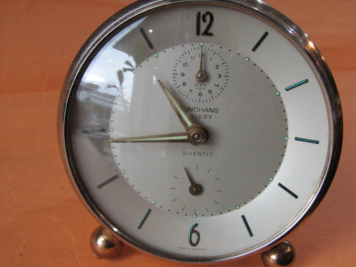 目覚まし時計 ユンハンス 三段階ベル機能 トライボックス サイレント からくり置き時計 ゼンマイ手巻き時計 注油済 即日使用可 // 精工舎の画像3
