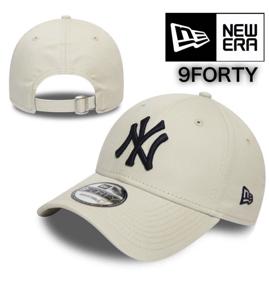 ニューエラ キャップ 帽子 9FORTY 940 コットン素材 ヤンキース ホワイト×ブラック バックル仕様 NEWERA 9FORTY LEAGUE BASIC CAP 新品