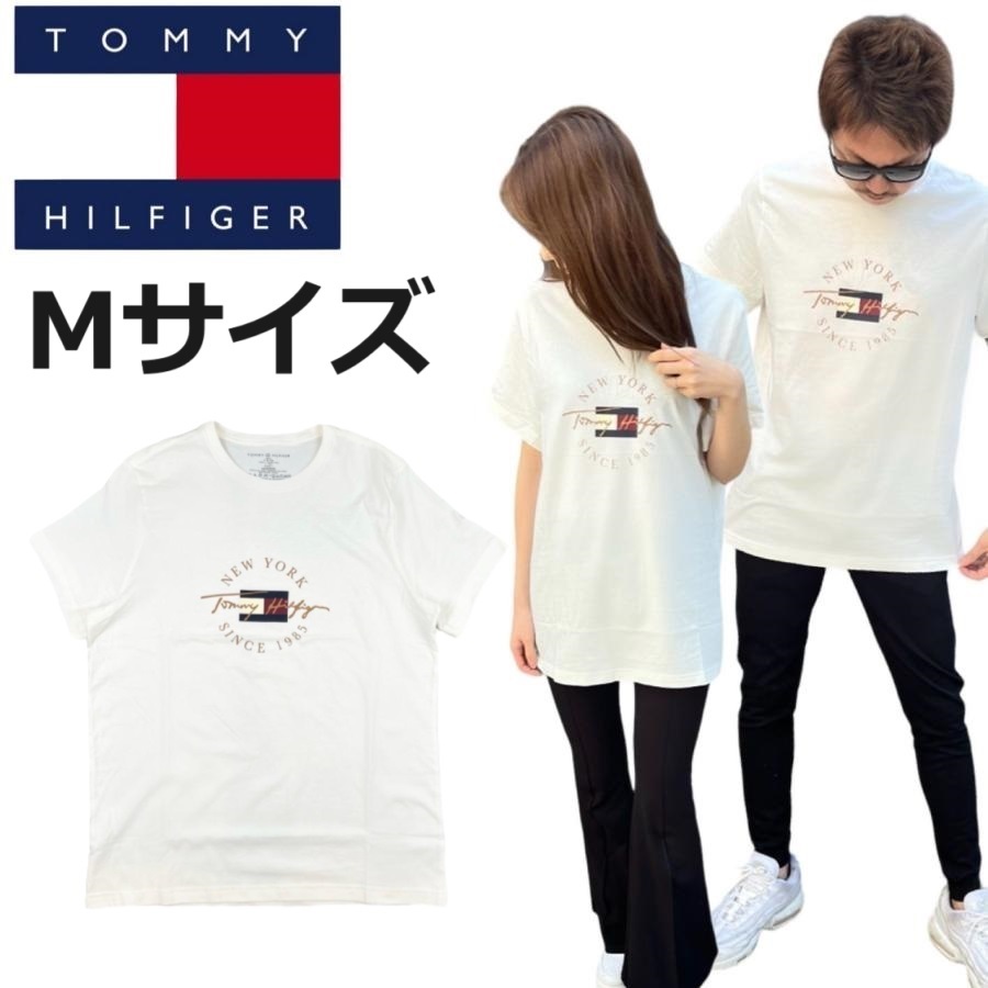 トミーヒルフィガー トップス 半袖Tシャツ 09T4326 コットン プリントロゴ ナチュラル Mサイズ TOMMY HILFIGER S/S CREW NECK 新品の画像1