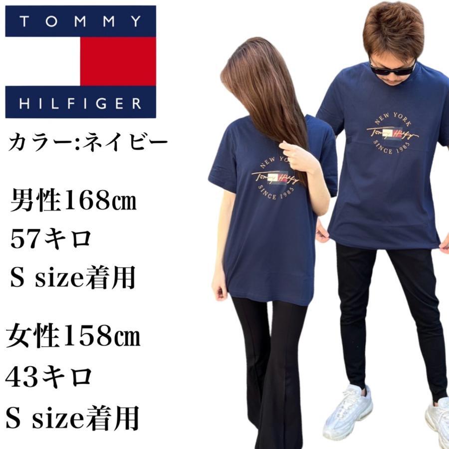 トミーヒルフィガー トップス 半袖Tシャツ 09T4326 コットン プリントロゴ ネイビー XLサイズ TOMMY HILFIGER S/S CREW NECK 新品の画像2