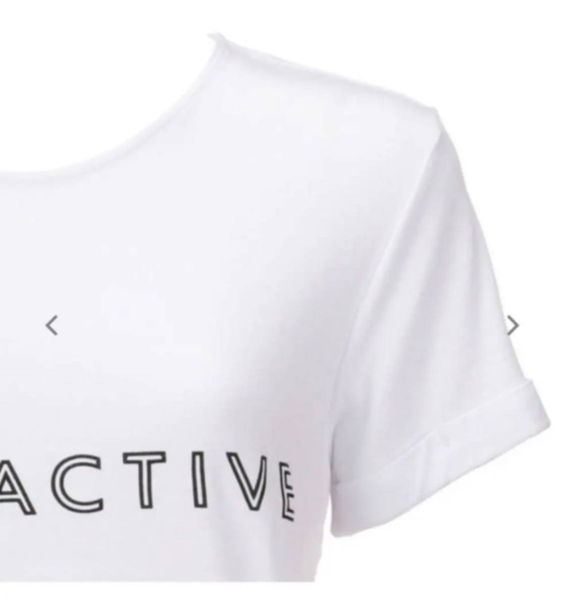新品18089 Mサイズ アモスタイル アモアクティブAMO ACTIVE ２枚組黒白ブラックホワイト 半袖Tシャツ トリンプジムウェアヨガトレーニングの画像7