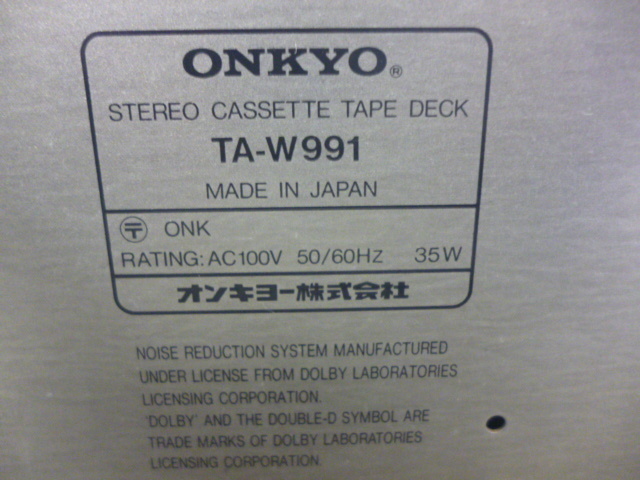 890163 ONKYO オンキョー TA-W991 ステレオカセットデッキ_画像6