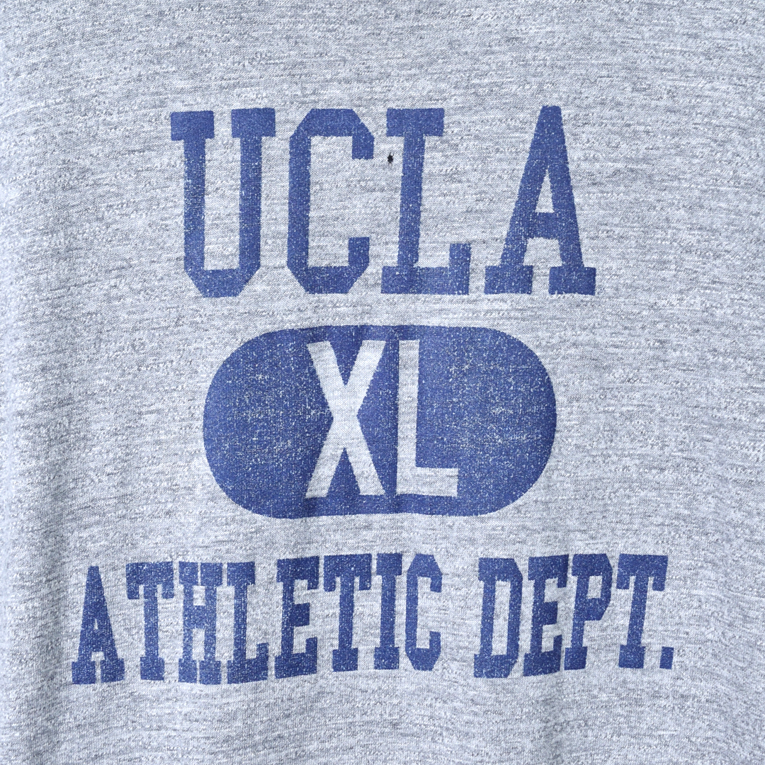 【送料無料】80s UCLA ATHLETIC DEPT. 霜降りグレー 3段プリント カプセル USA製 ヴィンテージTシャツ サイズXL 古着 @BZ0217_画像4