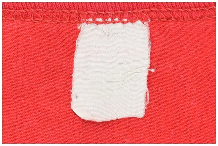 【送料無料】70s ナンバリング ヴィンテージTシャツ 赤 フットボールTシャツ バックプリント M相当 古着 @BZ0195の画像8
