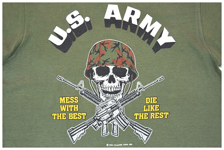 【送料無料】1984 U.S.ARMY スカル ガンズ ミリタリー ヴィンテージTシャツ サイズM 古着 @BZ0189_画像3