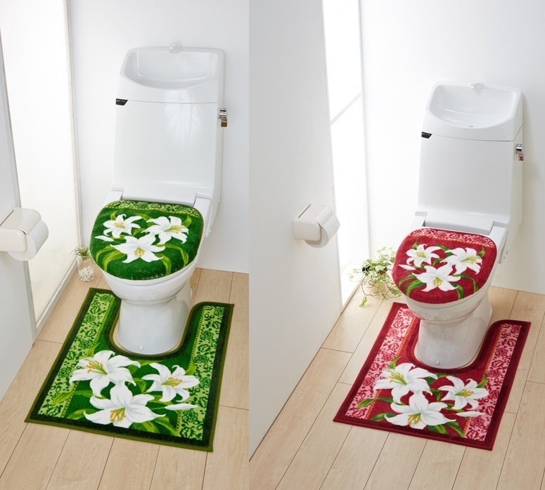  liquidation special price toilet mat long trunk length floral print toilet ta Lee red 