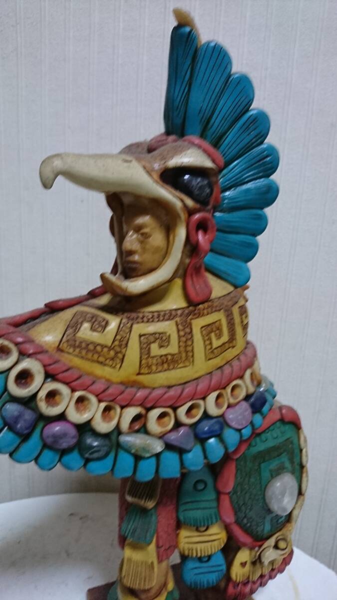 メキシコ　置物　ウィツィロポチトリ アステカ神話　人形 約42.5㎝　陶器オブジェ_画像2