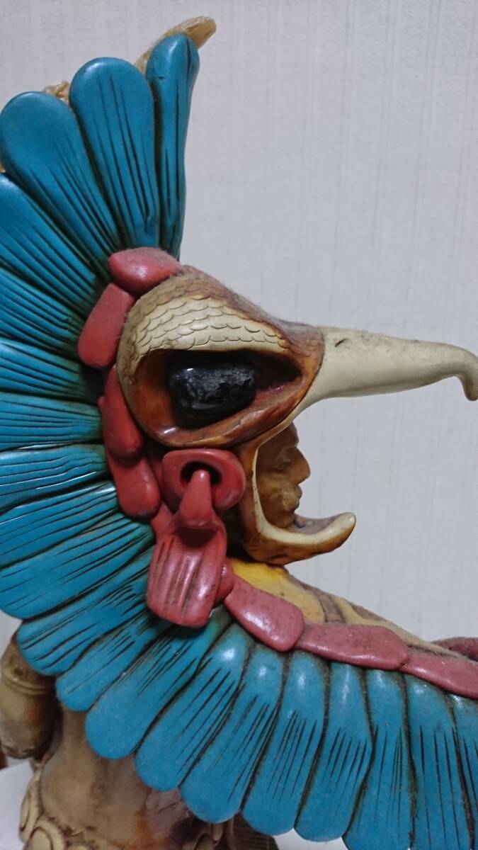 メキシコ　置物　ウィツィロポチトリ アステカ神話　人形 約42.5㎝　陶器オブジェ_画像7