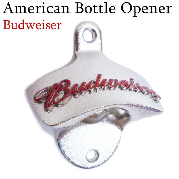 アメリカンダイナーを演出！Budweiser Beer（バドワイザー）ボトルオープナー（壁掛けタイプ）栓抜き コカ・コーラ ビール ビア バー お酒の画像1