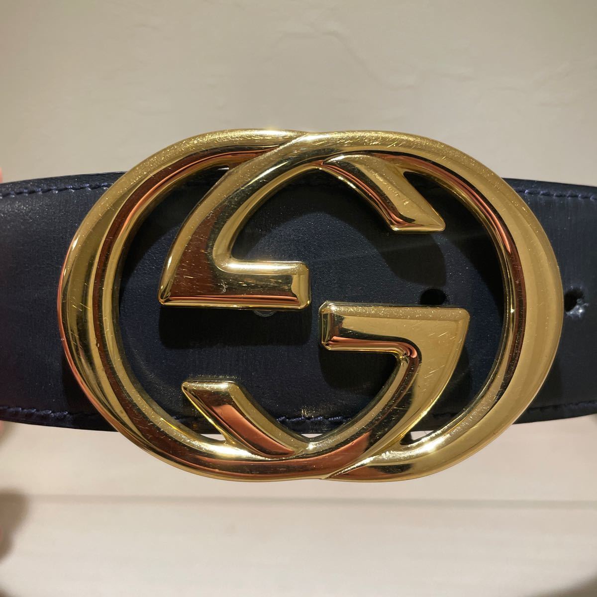 GUCCI ремень черный Gucci бренд супер-скидка женский GG Logo темно-синий Италия пряжка кожа 