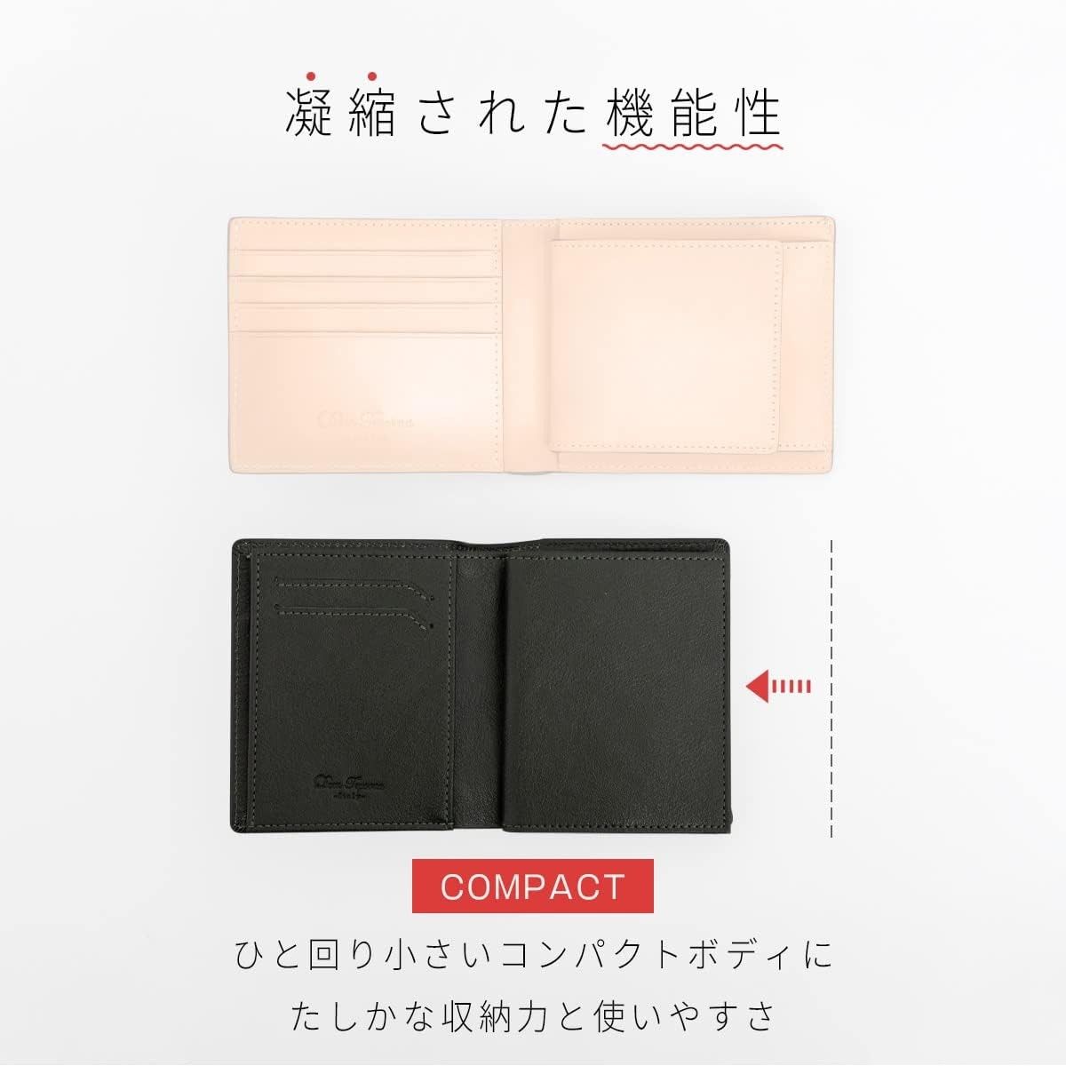[Dom Teporna] 財布 メンズ 二つ折り財布 スマート イタリアンレザー 本革 多ポケット 小さい コンパクト スリム