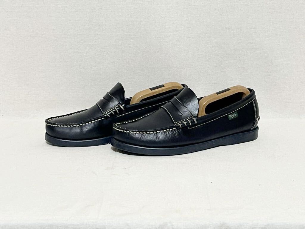 【美品】Paraboot CORAXU パラブーツ コロー コインローファー 0719 ブラック クロ UK6 1/2_画像1